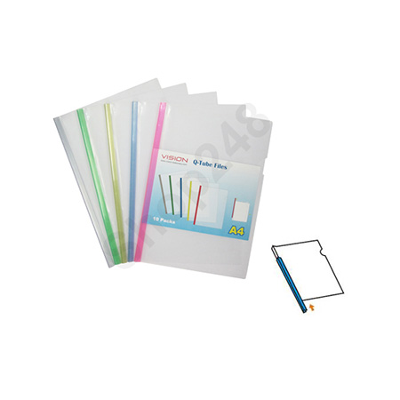 VISION A4 Q骨彩色透明桿文件夾 (10個裝) folder,文件處理用品, Files & Filing Accessories, 膠快勞, Plastic Files & Folders