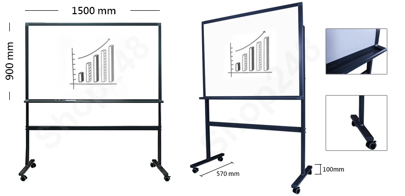 活動式磁性玻璃白板連架(1500x900mm)